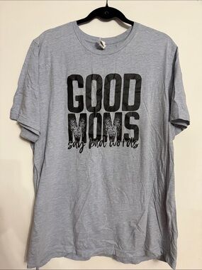 Good Moms Say Bad Words Graphic Tee - heathered blue 2XL Bella Canvas